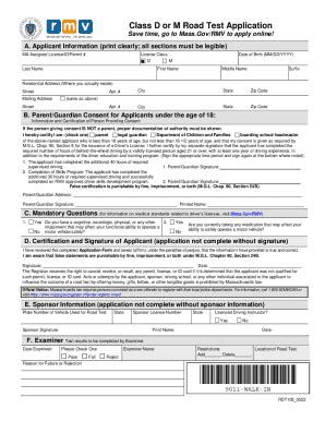 Fillable Online Class D And M Road Test Information Sheet Fax Email