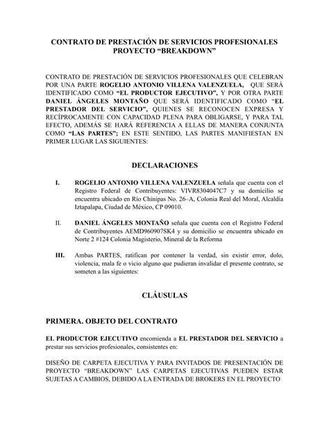 Ejemplo De Un Contrato De Trabajo