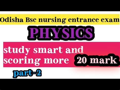 Odisha Bsc Nursing Entrance Exam Physics Class Important