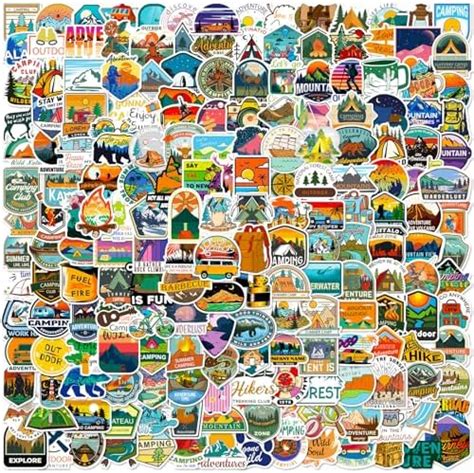 Amazon 200Pcs Camping Stickers Waterproof Outdoor Hiking Adventure