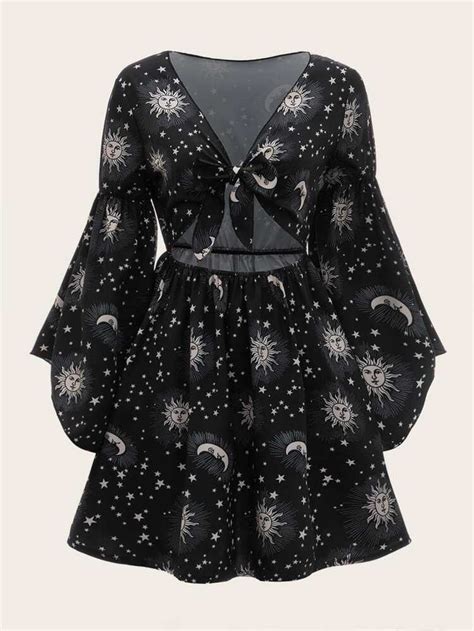 Discover The Fairycore Sun Moon Graphic Cut Out Dress You Never Knew