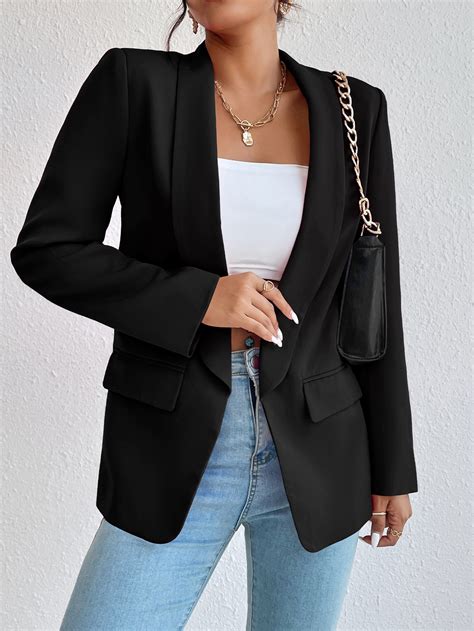 SHEIN Privé Solid Shawl Collar Blazer SHEIN UK