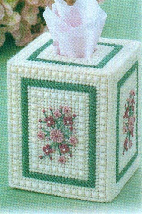 FLORAL BOUQUET FLOWERS TISSUE BOX COVER PLASTIC CANVAS PATTERN