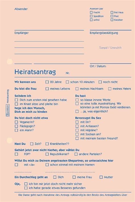 Der Heiratsantrag F R M Nner Das Formular Heiratsantrag Spruch