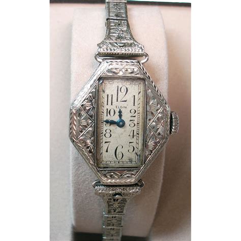 Vintage14k White Gold Lady Elgin Wrist Watch Rare