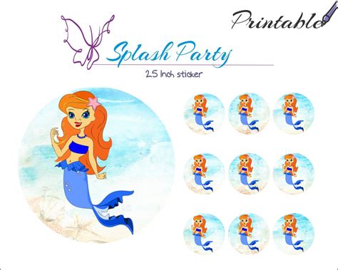 Mermaid Printable Stickers Mermaid Party Decorations