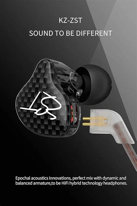 YINYOO KZ ZST Hybrid Banlance Armature With Dynamic In Ear Earphone 1BA