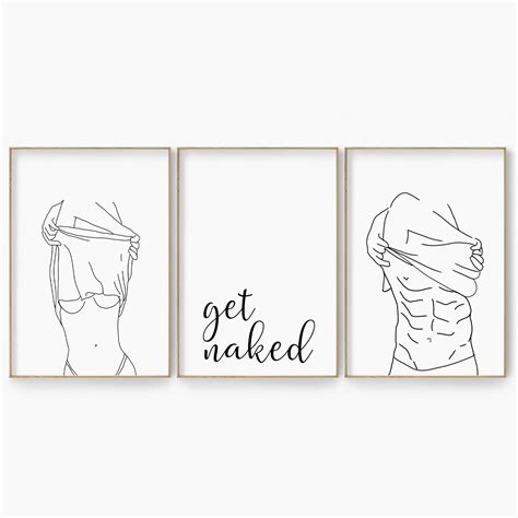 Get Naked Sign Print Set Get Naked Wall Art Poster Bathroom Etsy