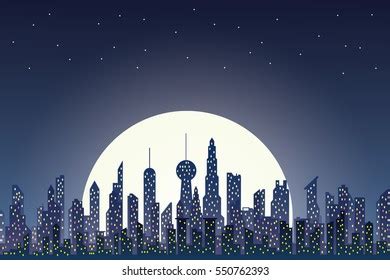 Night City Vector Illustration Dark Urban Stock Vector Royalty Free