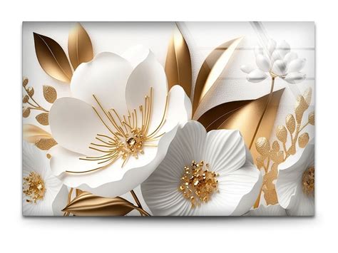 White Flower Wall Art-tempered Glass Art-glass Printing Art-tempered ...