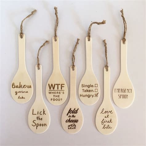 Wood Spoon Ornament With Food Puns And Funny Sayings Laser Etsy