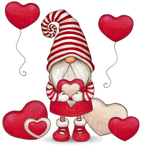 Premium Vector Watercolor Cute Hand Drawn Valentines Day Gnome