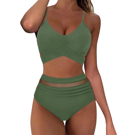 Xiuh Bikini Set For Women Wireless Push Up Swimsuit High Waist Bathing