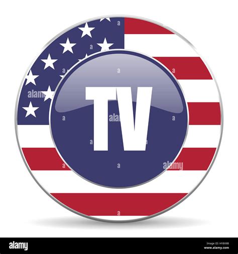 Tv Usa Design Web American Round Internet Icon With Shadow On White