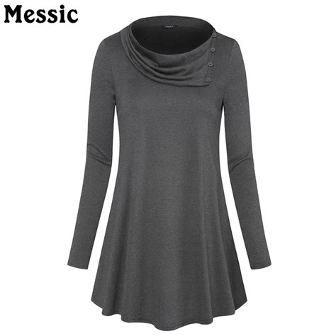 Women S Long Sleeve Cowl Neck Form Fitting Casual Tunic Tops A Line