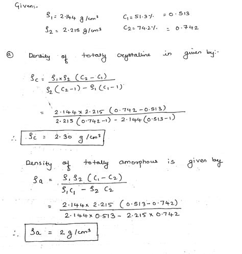 Solved The Density And Associated Percent 2 20 Points The