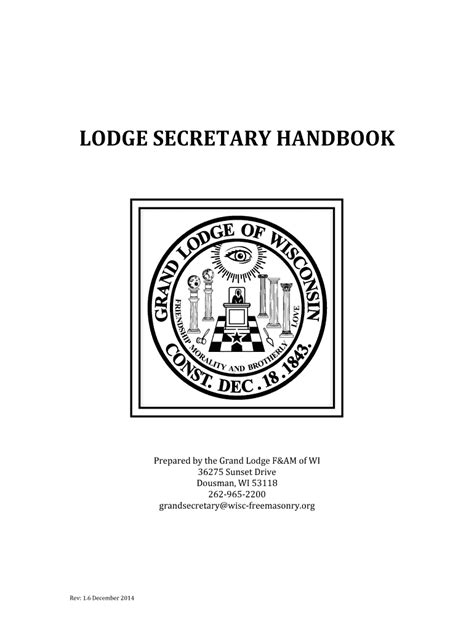 Fillable Online Wisc Freemasonry Lodge Secretary Handbook Wisc