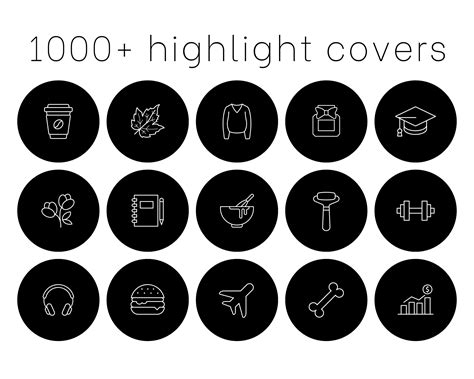 1000 Instagram Story Highlight Covers Icon Pack Black And Etsy