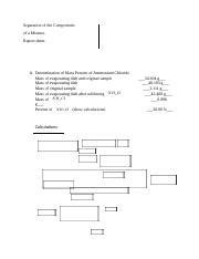 Separation Of Components In A Mixture Mass Percent Of Ammonium