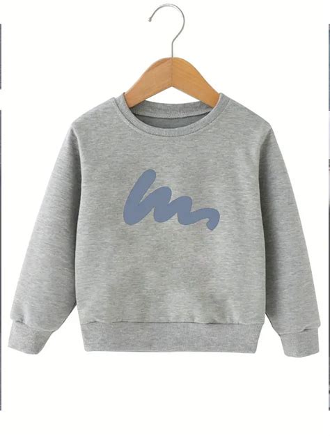 Girls Cartoon Monograms Print Casual Crew Neck Pullover Temu United