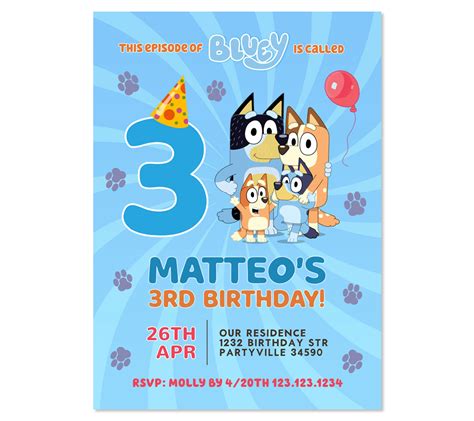 Bluey Birthday Invitation Editable Bluey Themed Invitation Printable