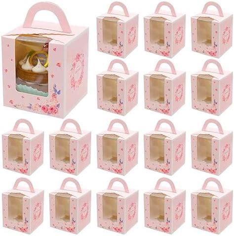 25 Pieces Individual Cupcake Boxes Pink Cupcake Boxes Single Cake Box