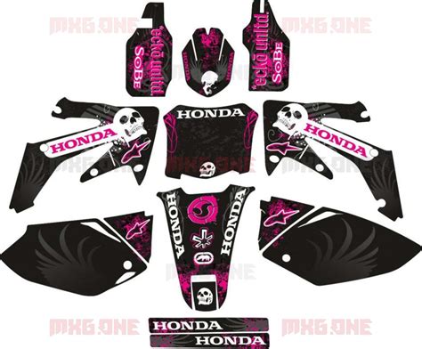 Honda Crf 250 2004 2009 Crf 450 2005 2008 Black Pink Decals Set Mxg