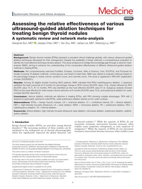 Pdf Assessing The Relative Effectiveness Of Various Ultrasound Guided Ablation Techniques For