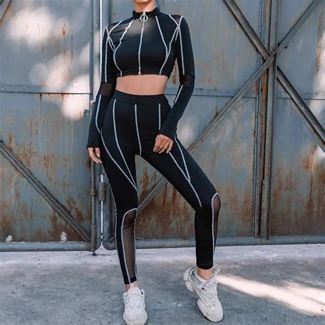 Casual Trainingspak Vrouwen Cropped Jassen Fitness Leggings Skinny Mesh