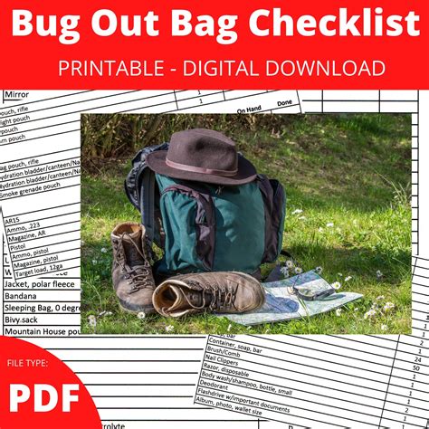 Bug Out Bag Checklist - Etsy