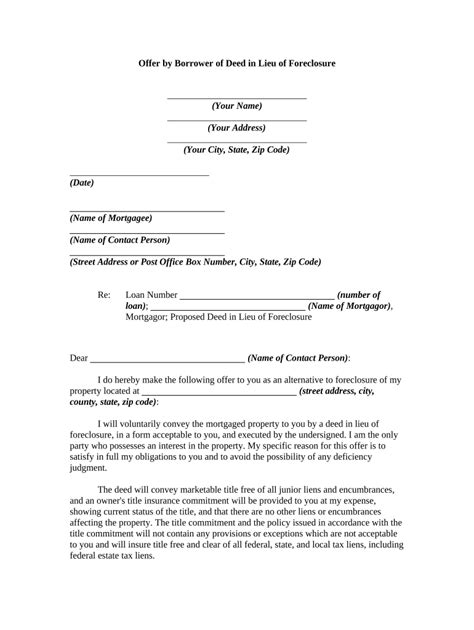 Deed Lieu Foreclosure Doc Template Pdffiller