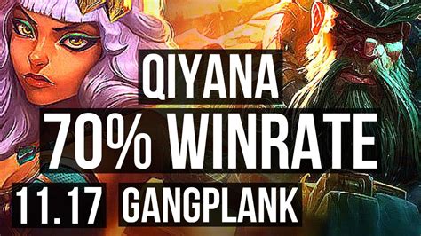 Qiyana Vs Gangplank Mid Defeat Rank 4 Qiyana 70 Winrate Tr