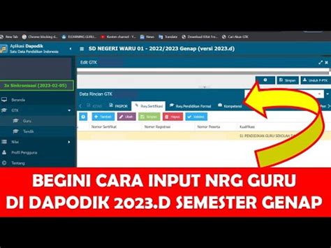 Cara Input Nrg Guru Di Dapodik D Semester Genap Youtube