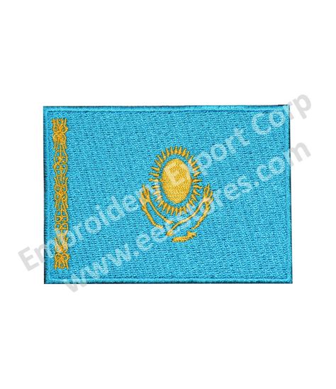 Flag Of Kazakhstan - Iron Patch - Machine Embroidery Badge