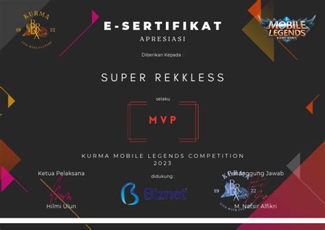 E Sertifikat Kurma Mobile Legends Competition Mvp Pdf