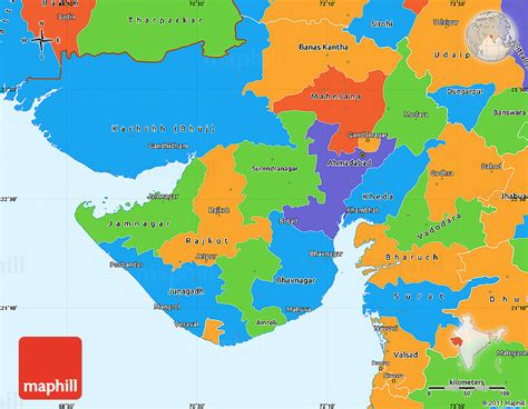 Political Simple Map of Gujarat