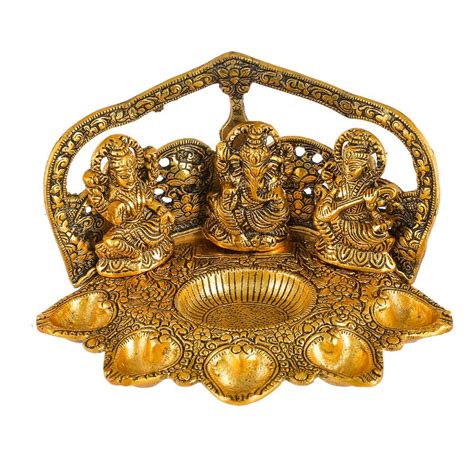 Buy Piepot Laxmi Ganesh Saraswati Idol Diya Oil Lamp Deepak Metal