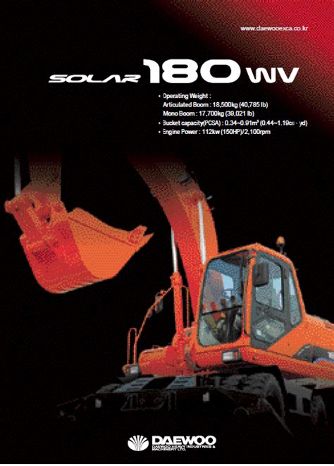 Doosan Daewoo Solar S180W V Excavator Service Manual Repair Manuals