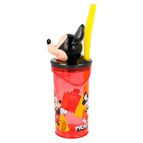 Vaso Figurita 3D Con Pajita Mickey Rojo Tienda Del Hotel Indiana