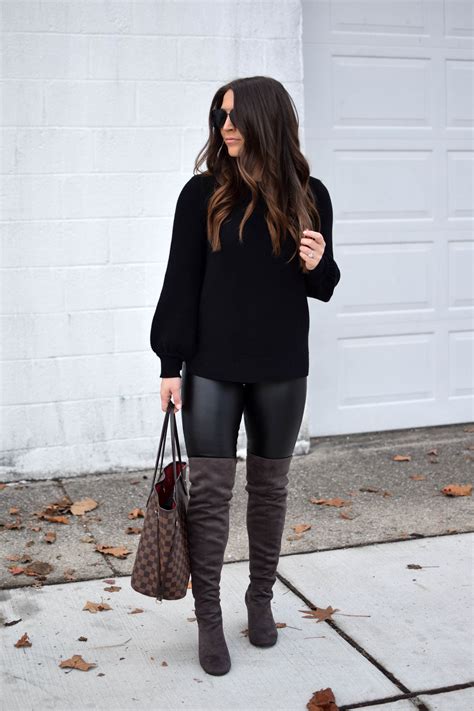 faux leather leggings casual outfit