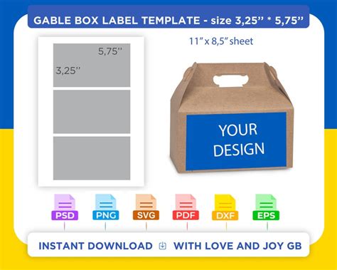 Gable Box Template Png Svg Dxf Eps Label Wrapper Canva Etsy