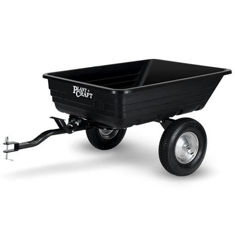 Plantcraft Poly Dump Cart 272kg Load Heavy Duty Tipper Trailer 16 Inch Tyres For Ride On Lawn