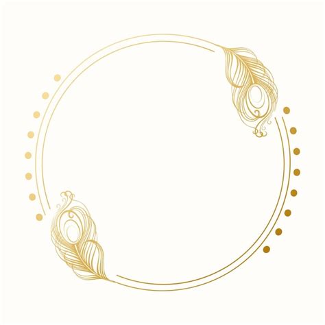 Premium Vector Golden Luxury Frame With Peacock Feathers For