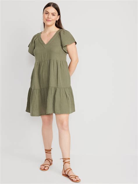 V Neck Tiered Mini Swing Dress Old Navy