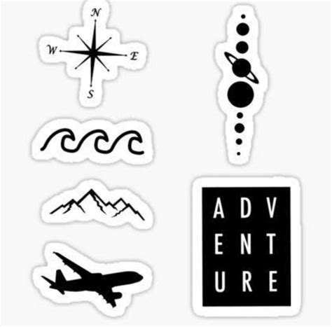 The Adventure Sticker Sheet Is Shown In Black And White