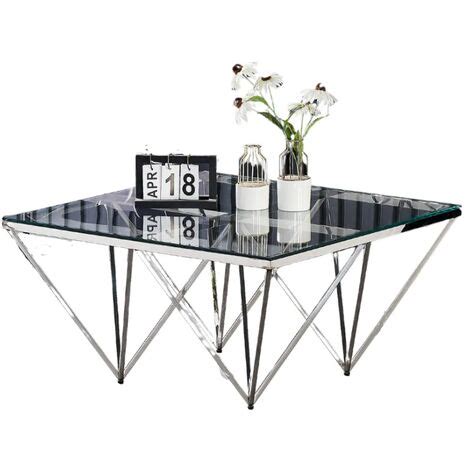 Table Basse carré GIZE Chrome verre 80x80 cm