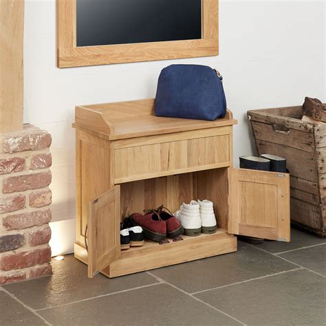 Oak Shoe Bench With Hidden Storage Mobel