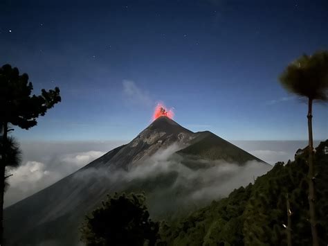 Fuego Volcano Erupting At Night Guatemala 4032×3024 Oc Images