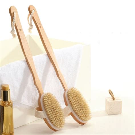 Bathroom Shower Brush Long Handle Natural Bristle Brush Exfoliating