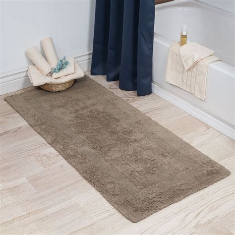 Bedford Home 100 Cotton Reversible Long Bath Rug Taupe 24x60